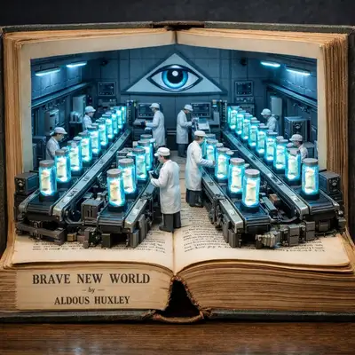 Diorama de laboratoire du livre Le Meilleur des mondes