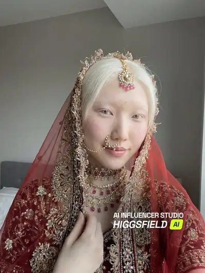 South Asian Bridal Portrait with Albinism