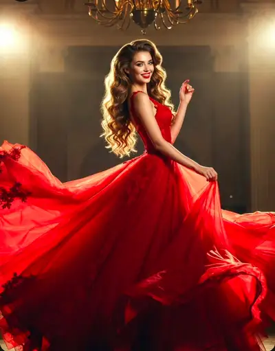 Elegant Red Gown Portrait Series