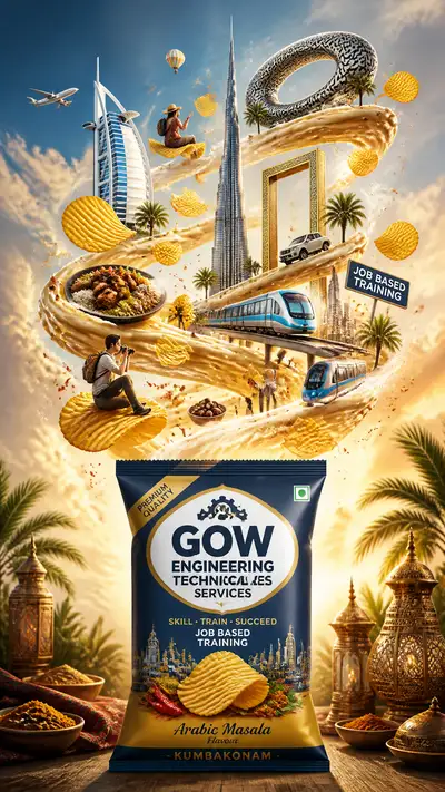 Dubai Landmarks Floating Chips Travel Advertisement