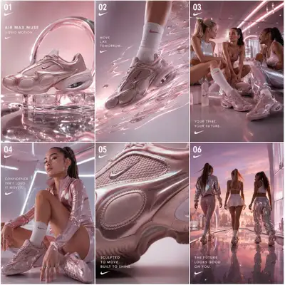 Campagne Nike Air Max Muse au chrome liquide futuriste