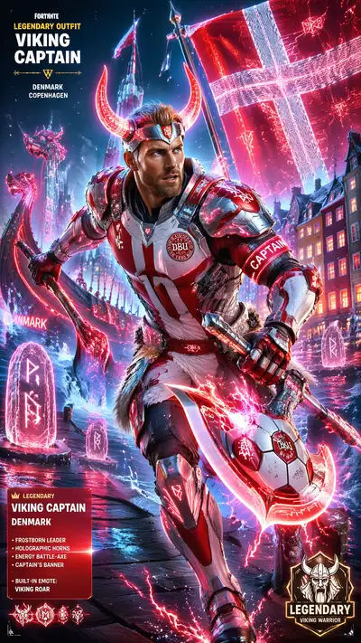 Denmark captain as Fortnite viking warrior