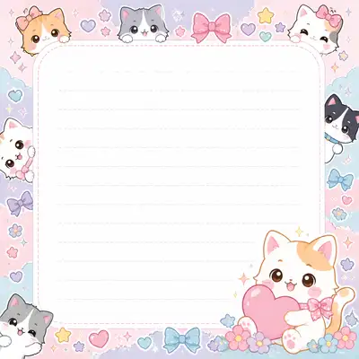 Kawaii cartoon notepad stationery sheet design template
