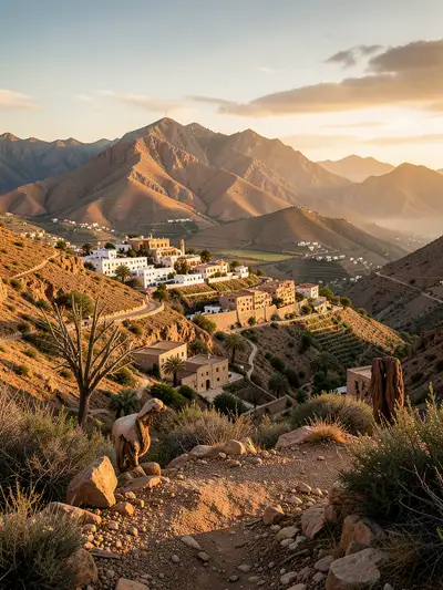 Panoramic cinematic poster of Algerian Aures culture