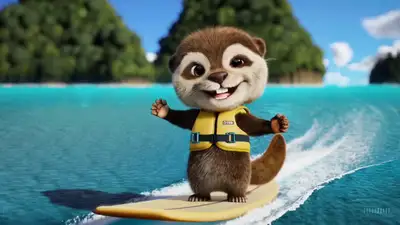 Otter beim Surfen in tropischen Gewässern