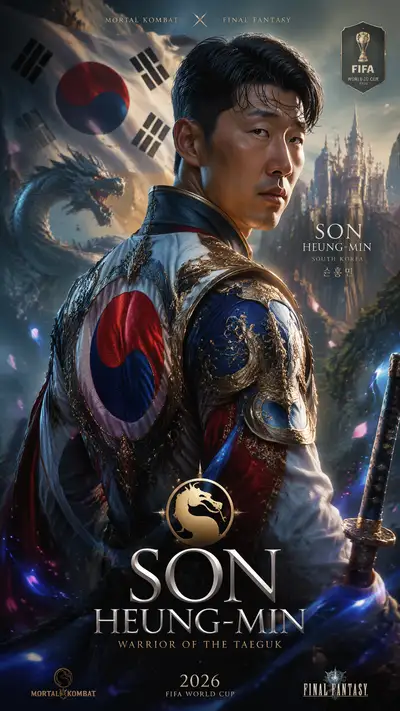 South Korea fantasy-warrior poster: Son Heung-min crossover fighter