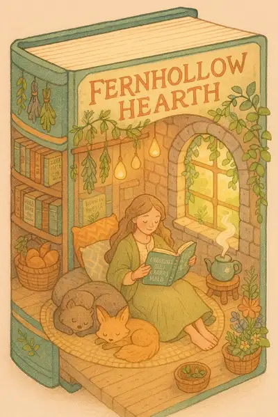 Fernhollow Hearth Pastel Storybook Illustration