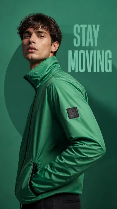 Premium Editorial Campaign: Jade-Green Jacket Photography
