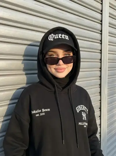 Street-Style Portrait of Hijabi Woman with Queen Aesthetic