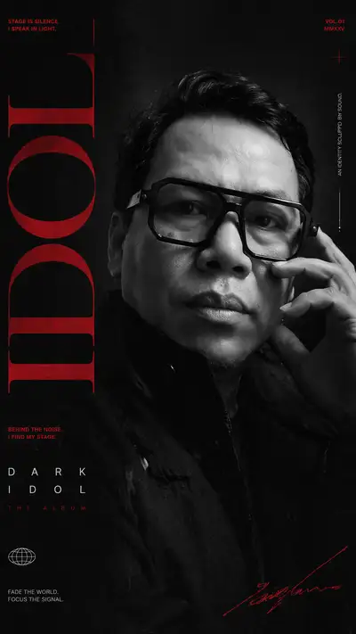 Dark editorial artist poster template with typography