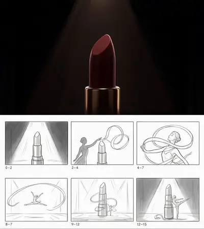 3D-animierte Lippenstift-Ballett-Beautywerbung (Seedance 2.0)