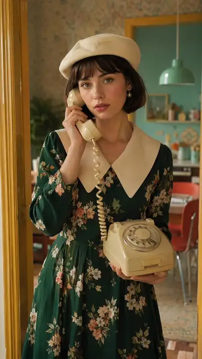 Portrait de téléphone d'appartement européen rétro des années 1970