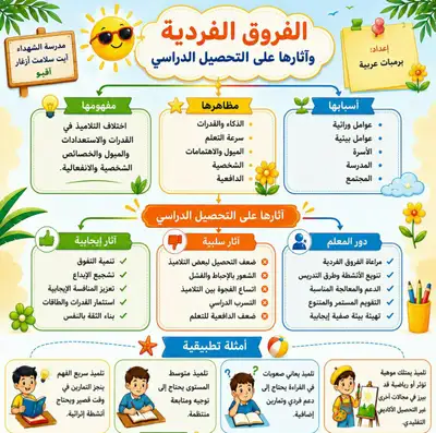 Arabic 3D educational infographic on individual differences