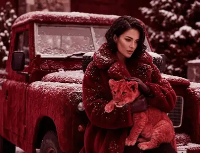 Crimson Fur Luxury Portrait