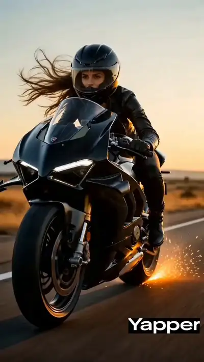 Cinematic Motorcycle Rider at Sunset