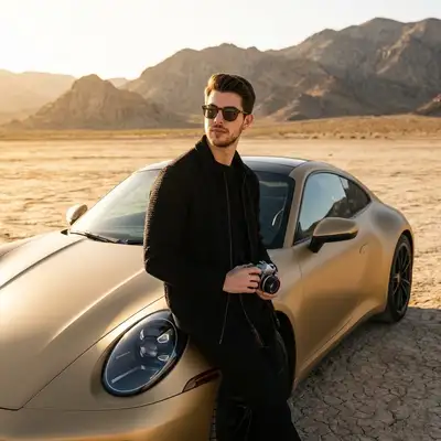 Luxury Car Desert Editorial Portrait