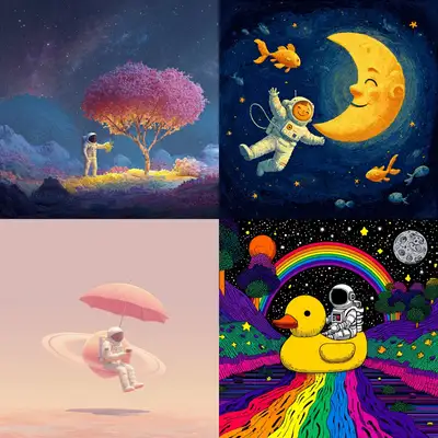 Naive Art Astronaut Prompt Template