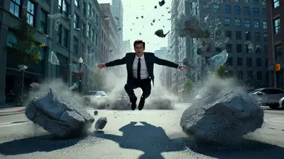 Time Freezes Mid-Explosion Downtown Street
