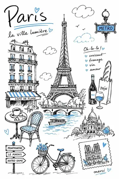 Hand-Drawn Marker Doodle Travel Poster Template