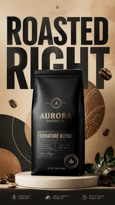 Artisan coffee bag packaging advertisement poster