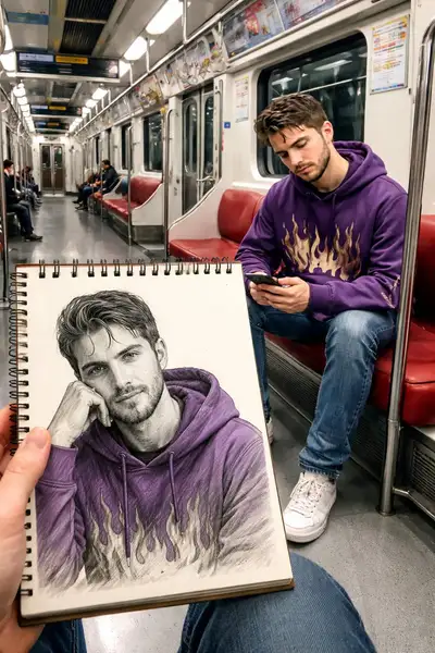 Photorealistic Subway Sketch Portrait