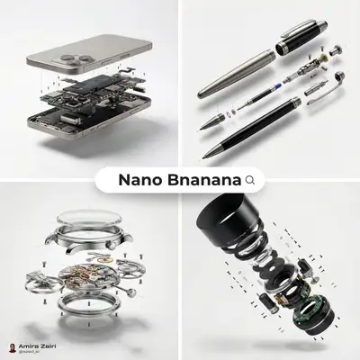 Exploded product view with visible inner mechanics