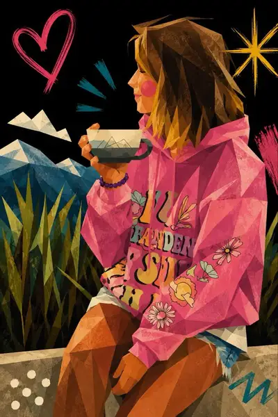 新表现主义立体派可爱风人像插画