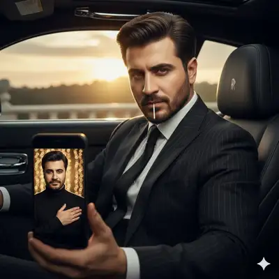 Luxury Car Portrait with Smartphone Foreground