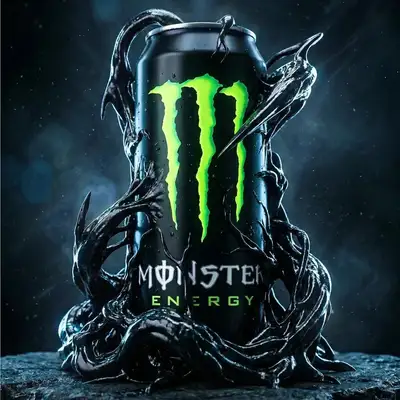 Monster Energy can engulfed by a Venom-style symbiote
