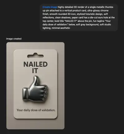 3D Metallic Thumbs Up Pin Product Card