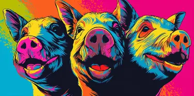 Pop Art Highland Pigs Midjourney Prompt