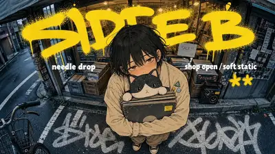 Fisheye anime storefront night poster template