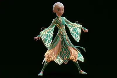 Pixar-Style Futuristic Tang Dynasty Swordsman