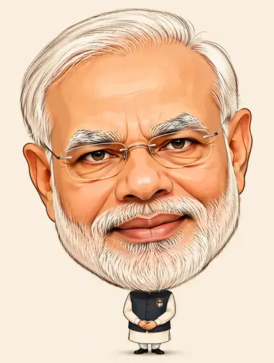 Cartoonish caricature of a political figure from a photo