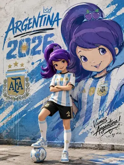 Argentina football mascot street art mural poster