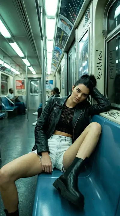 Candid Celebrity Subway Portrait in 9:16