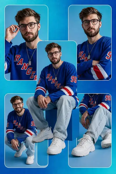 Modern Studio Fashion Collage with Person Reference