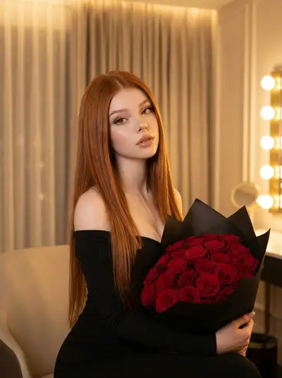 Ultra-Realistic Editorial Portrait of Woman with Roses