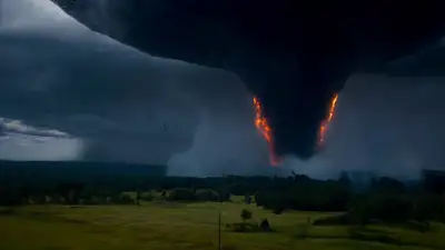 Tornado Fire Storm Cinematic Prompt