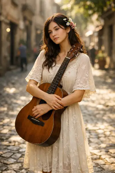 Cinematic Street Portrait with Guitar