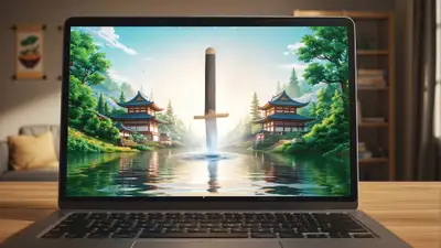 Naruto Village Emerging from Laptop Screen