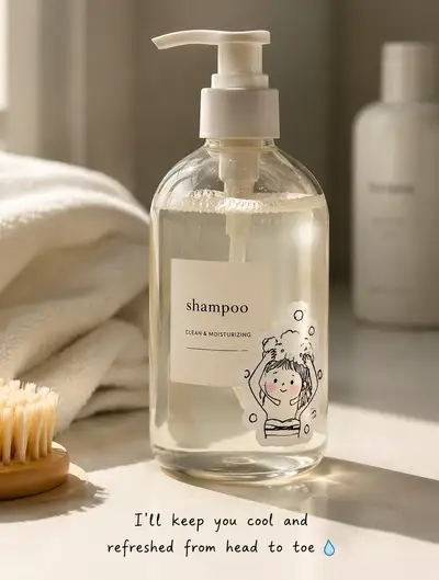 Shampoo Bottle Product Photo with Cute Sticker