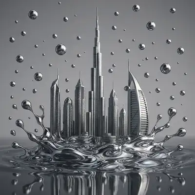 Liquid Chrome City Skyline