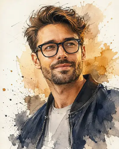 Aquarellporträt mit strenger Identitätssperre