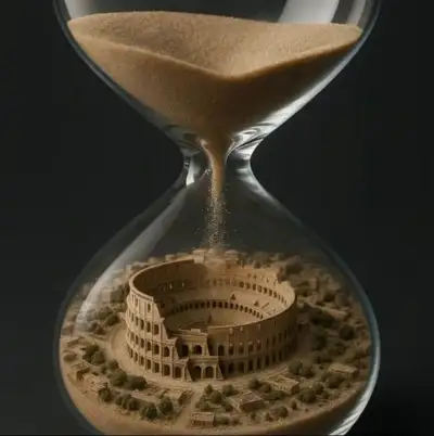 Rome Colosseum in a Crystal-Clear Hourglass