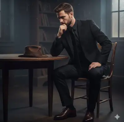 Cinematic Pensive Man with Fedora