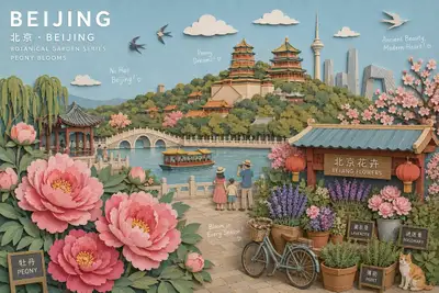 Botanische Papiercollage-Reiseposter-Vorlage