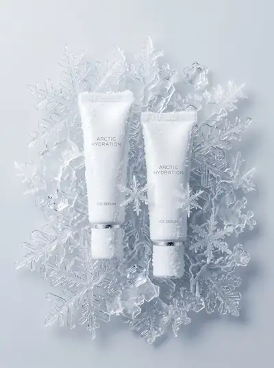 Catalog-quality product shot of tubes on ice floes