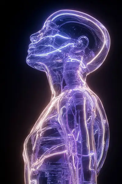 Blue and Purple Translucent Cyborg