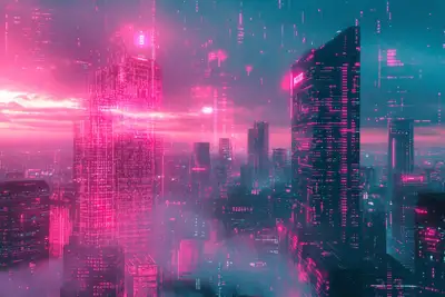 Indicación de visualización de flujo de datos cyberpunk